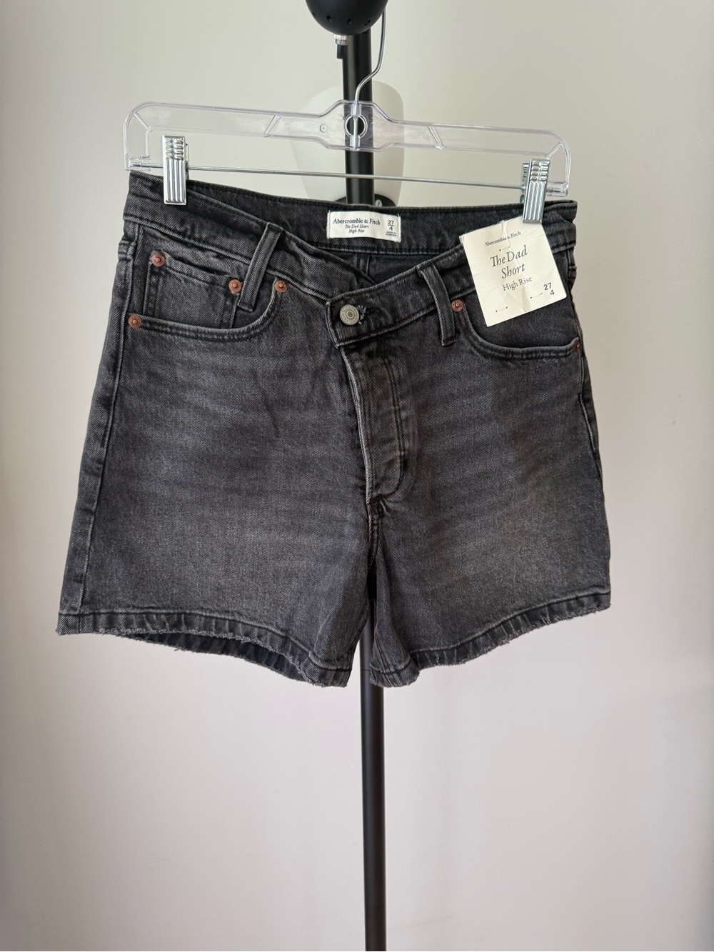 Abercrombie & Fitch Black High-Rise Dad Jean Shorts 27